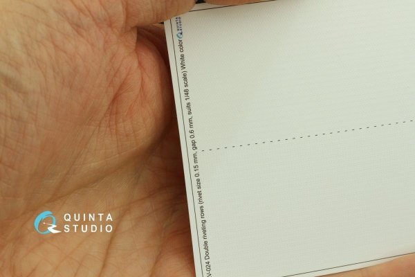 Quinta Studio QRV-024 Double riveting rows (rivet size 0.15 mm, gap 0.6 mm, suits 1/48 scale), White color, total length 6.2 m/20 ft
