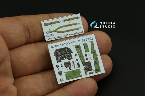 Quinta Studio QD48260 P-51D Early 3D-Printed &amp; coloured Interior on decal paper ( Airfix ) 1/48