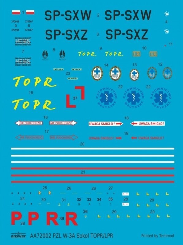 Answer AA72002 PZL W-3A Sokół TOPR Rescue Helicopter 1/72
