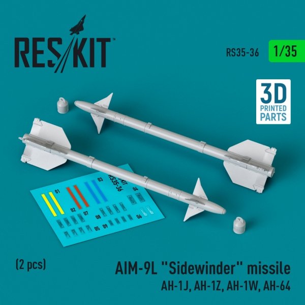 RESKIT RS35-0036 AIM-9L &quot;Sidewinder&quot; missile (2 pcs) (3D Printed) 1/35