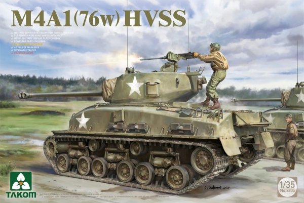 Takom 2195W M4A1(76w)HVSS + M1 Super Sherman + US Army Tank Crewman - Limited Edition Sherman² Box 1/35