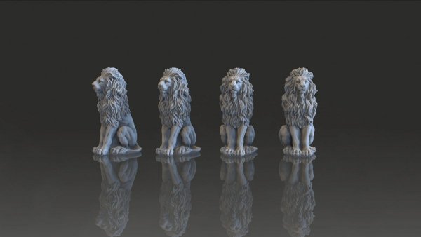 RT-Diorama 35666 Lion Statues Set (4pcs.) 1/35