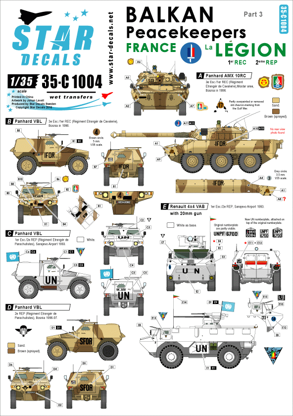 Star Decals 35-C1004 Balkan Peacekeepers #3. France 1/35