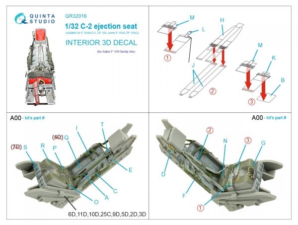 Quinta Studio QR32016 C-2 seat for F-104 family (Italeri) 1/32