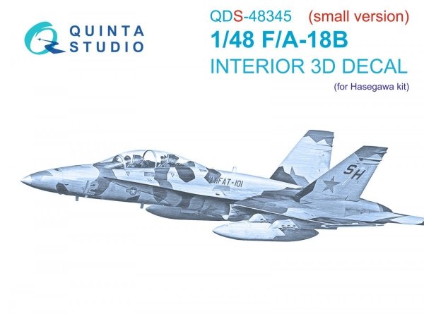 Quinta Studio QDS-48345 F/A-18B 3D-Printed &amp; coloured Interior on decal paper (Hasegawa) (Small version) 1/48
