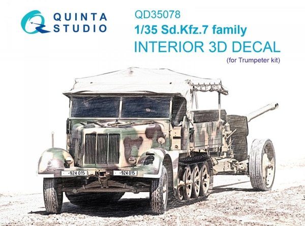 Quinta Studio QD35078 Sd.Kfz.7 family 3D-Printed &amp; coloured Interior on decal paper (Trumpeter) 1/35