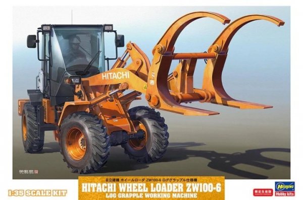 Hasegawa 66105 Hitachi Wheel Loader ZW100-6 Log Grapple Working Machine 1/35