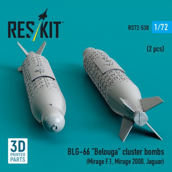 RESKIT RS72-0530 BLG-66 &quot;Belouga&quot; cluster bombs (2 pcs) (3D Printed) 1/72