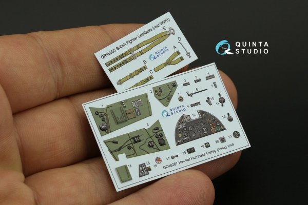 Quinta Studio QD48287 Hawker Hurricane family 3D-Printed &amp; coloured Interior on decal paper (Airfix) 1/48