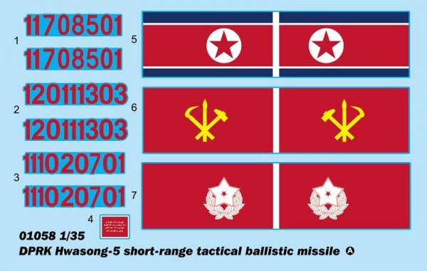 Trumpeter 01058 DPRK Hwasong 5 short-range tactical ballistic missile 1/35