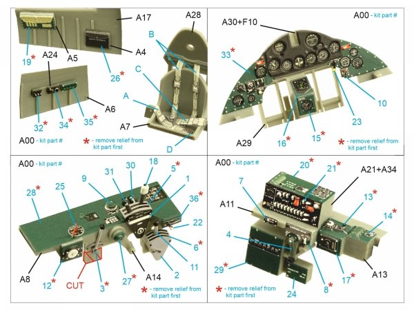 Quinta Studio QD32185 F4F-4 Wildcat 3D-Printed coloured Interior on decal paper (Trumpeter) 1/32