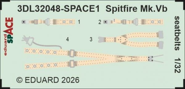 Eduard 3DL32048 Supermarine Spitfire Mk.Vb - Space Seatbelts (for Kotare Kits) 1/32