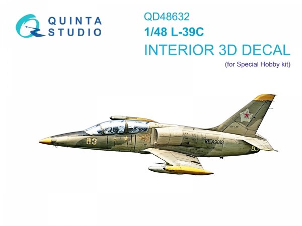 Quinta Studio QD48632 L-39C 3D-Printed &amp; coloured Interior on decal paper (Special Hobby) 1/48