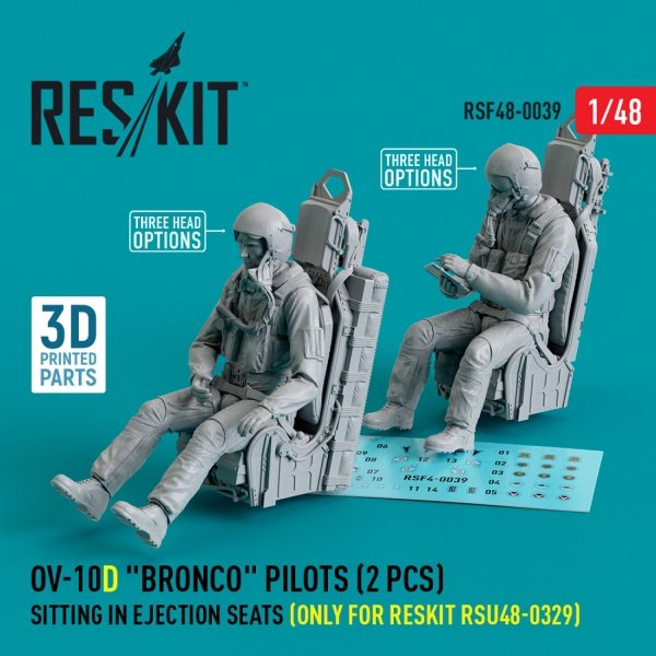 RESKIT RSF48-0039 OV-10D Bronco pilots sitting in ejection seats (only for RESKIT RSU48-0329) (2 pcs) (3D Printed) 1/48