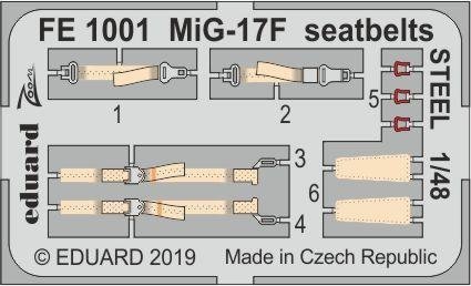 Eduard FE1001 MiG-17F seatbelts STEEL HOBBY BOSS 1/48