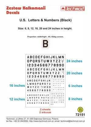 Techmod 72151 - US Letters &amp; Numbers (Black) (1:72)