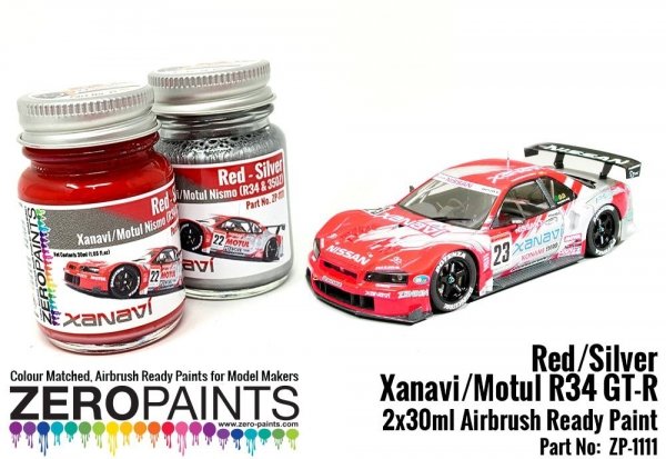 Zero Paints ZP-1111 Xanavi/Motul Nismo (R34 &amp; 350Z) Red/Silver Paint Set 2x30ml