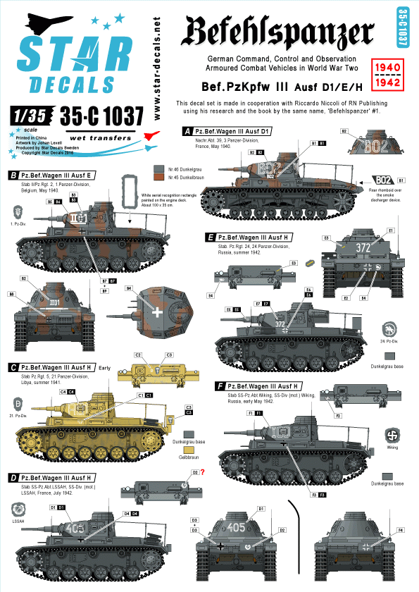 Star Decals 35-C1037 Befehlspanzer # 2 1/35