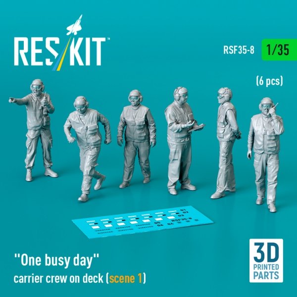 RESKIT RSF35-0008 "One busy day" carrier crew on deck (scene 1) (6 pcs) (3D Printed) (1/35)