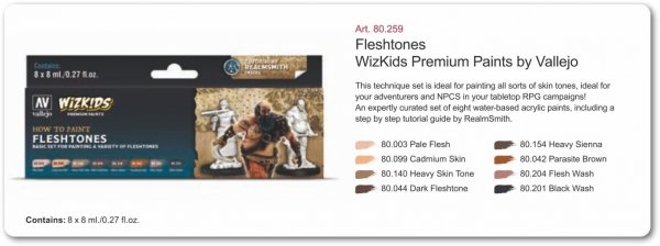 Vallejo 80259 Wizkids Fleshtones Set 8x8ml