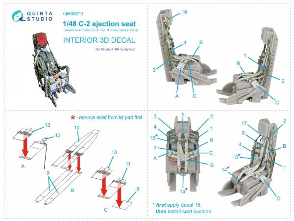 Quinta Studio QR48011 C-2 seat for F-104 family ( Kinetic ) 1/48