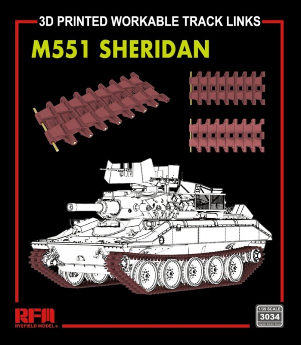 Rye Field Model 3034 M551 Sheridan Workable Track Links (3D Printed) 1/35