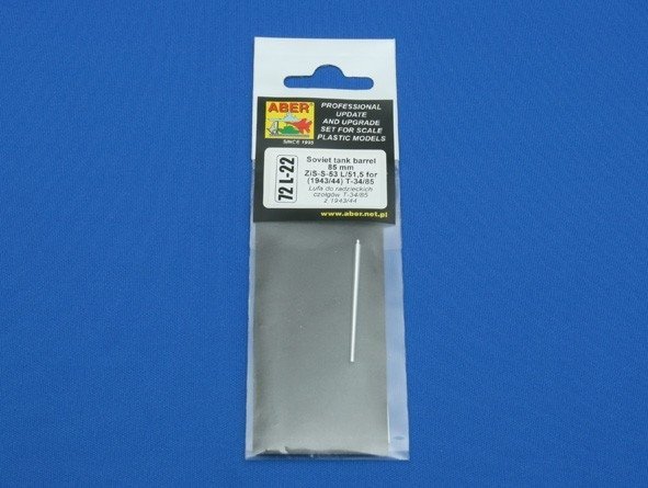 Aber 72L-22 Lufa 85mm ZiS-S-53 L/51,5 do czołgów T-34/85 z 1943/44 / Soviet tank barrel 85mm ZIS-S-53 L/51,5 for (1943-44) T-34/85 1/72