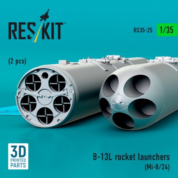 RESKIT RS35-0025 B-13L rocket launchers (2 pcs) (Mi-8/24) (3D printed) 1/35