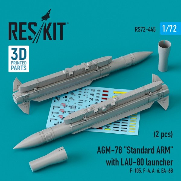 RESKIT RS72-0445 AGM-78 &quot;STANDARD ARM&quot; WITH LAU-80 LAUNCHER (2 PCS) 1/72