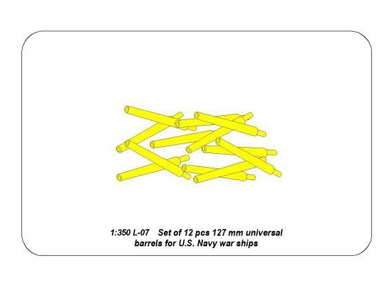 Aber 350L-07 Set of 12 pcs 127 mm universale barrels for U.S. Navy ships (1:350)