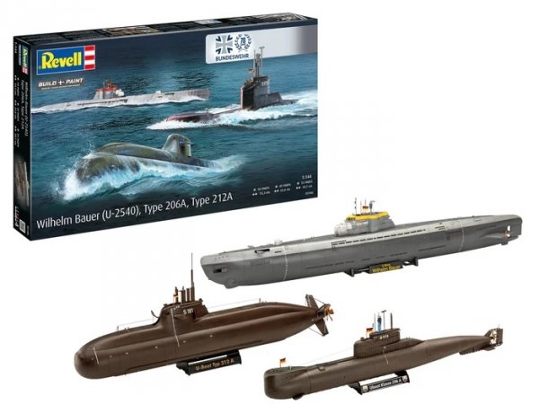 Revell 05186 70 Years Bundeswehr: Wilhelm Bauer, Type 206A, 212A 1/144