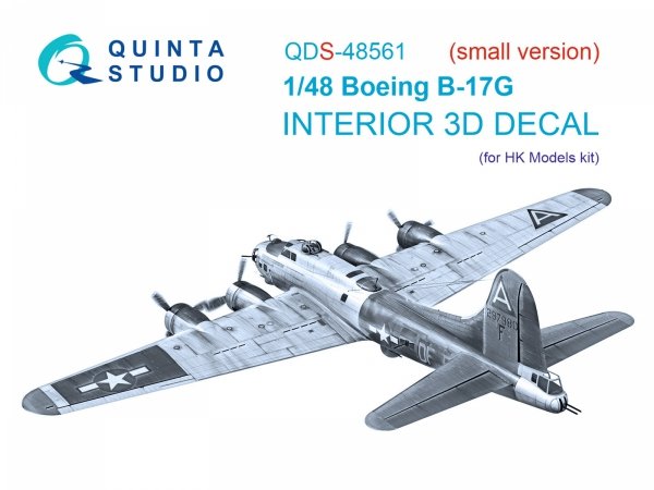Quinta Studio QDS-48561 Boeing B-17G 3D-Printed &amp; coloured Interior on decal paper (HK models) (small version) 1/48
