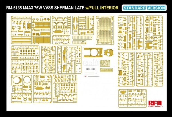 Rye Field Model 5135 M4A3 76W VVSS Sherman Late Standart Version Full Interior 1/35