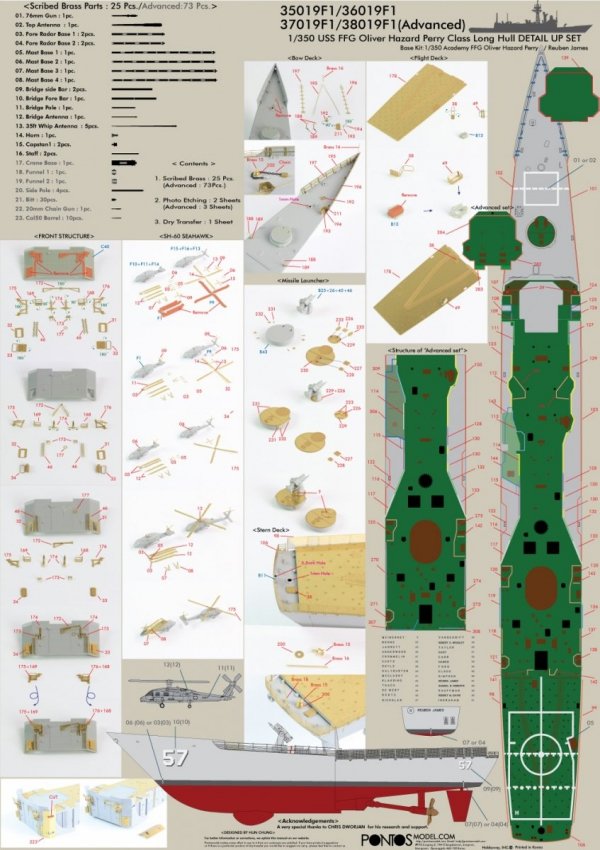 Pontos 37019F1 USS FFG Oliver Hazard Perry Class Long Hull Detail Up Set ADVANCED (1:350)