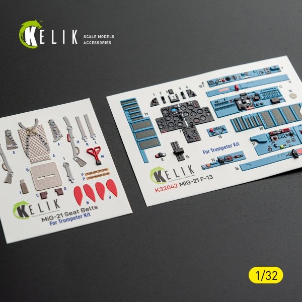 Kelik K32042 MiG-21 F-13 export version - interior 3D decals for Trumpeter kit 1/32