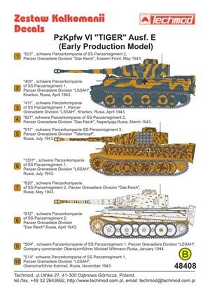 Techmod 48408 - Pz.Kpfw.VI Tiger Ausf.E (Early Production Model) (1:48)