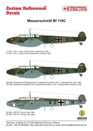 Techmod 48049 - Messerschmitt Bf 110C (1:48)