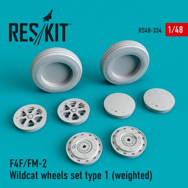 RESKIT RS48-0334 F4F/FM-2 &quot;WILDCAT&quot; WHEELS SET TYPE 1 (WEIGHTED) 1/48