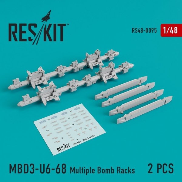 RESKIT RS48-0095 MBD3-U6-68 Multiple Bomb Racks (2 pcs) 1/48