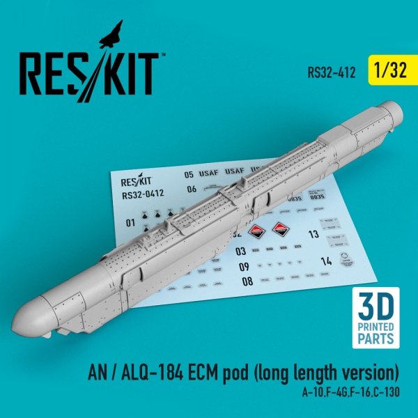 RESKIT RS32-0412 AN / ALQ-184 ECM POD (LONG LENGTH VERSION) (3D PRINTED) 1/32