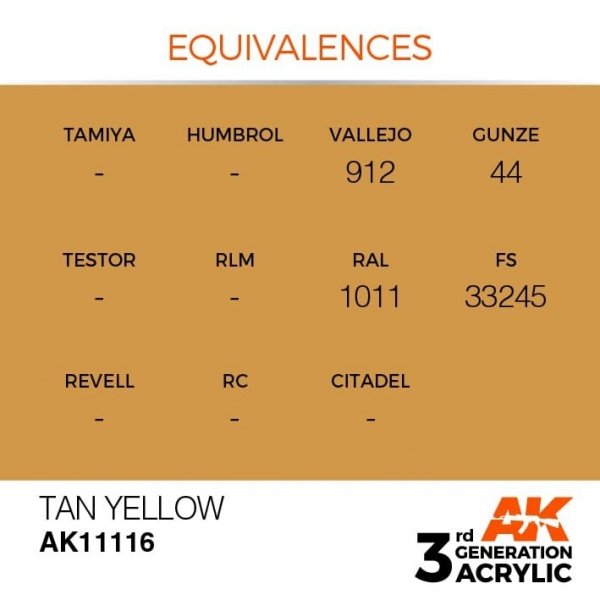 AK Interactive AK11116 TAN YELLOW – STANDARD 17ml