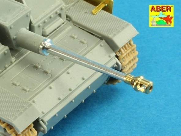 Aber 72L-53 Lufa do niemieckich dział pancernych StuG.III, Ausf.G wersja wczesna / German StuK.40 L/48 7,5 cm Barrel early model muzzle brake for StuG. III Ausf.F/8 and StuG. III Ausf.G early 1/72