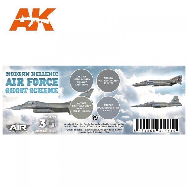 AK Interactive AK11753 IMODERN HELLENIC AIR FORCE GHOST SCHEME 4x17 ml
