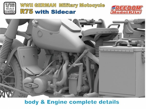 Freedom 16005 R75 with Sidecar WWII German Motorcycle 1/16