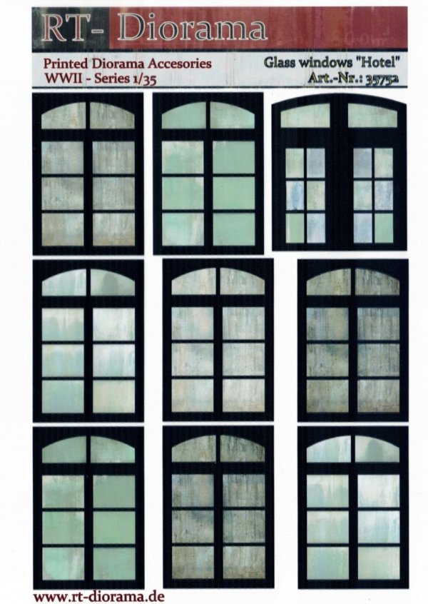 RT-Diorama 35752 Printed Accessories: Glass windows &quot;Hotel&quot; 1/35