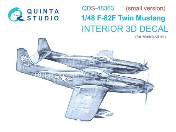 Quinta Studio QDS48363 F-82F Twin Mustang 3D-Printed &amp; coloured Interior on decal paper (Modelsvit) (Small version) 1/48