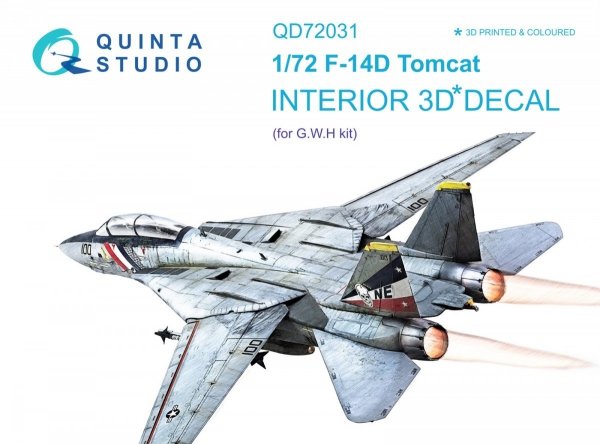 Quinta Studio QD72031 F-14D 3D-Printed &amp; coloured Interior on decal paper (GWH) 1/72