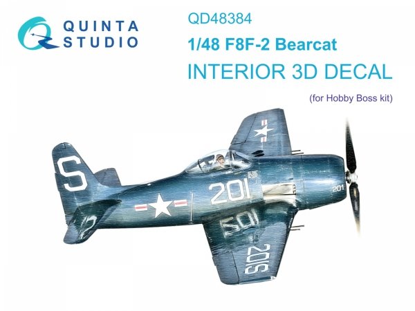 Quinta Studio QD48384 F8F-2 Bearcat 3D-Printed &amp; coloured Interior on decal paper (Hobby Boss) 1/48