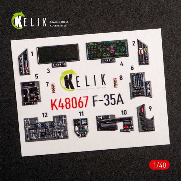 KELIK K48067 F-35A INTERIOR 3D DECALS FOR TAMIYA KIT 1/48