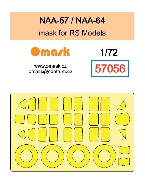 Omask 57056 NAA-57 / NAA-64 mask (for RS Models) clear parts yellow masking tape 1/72